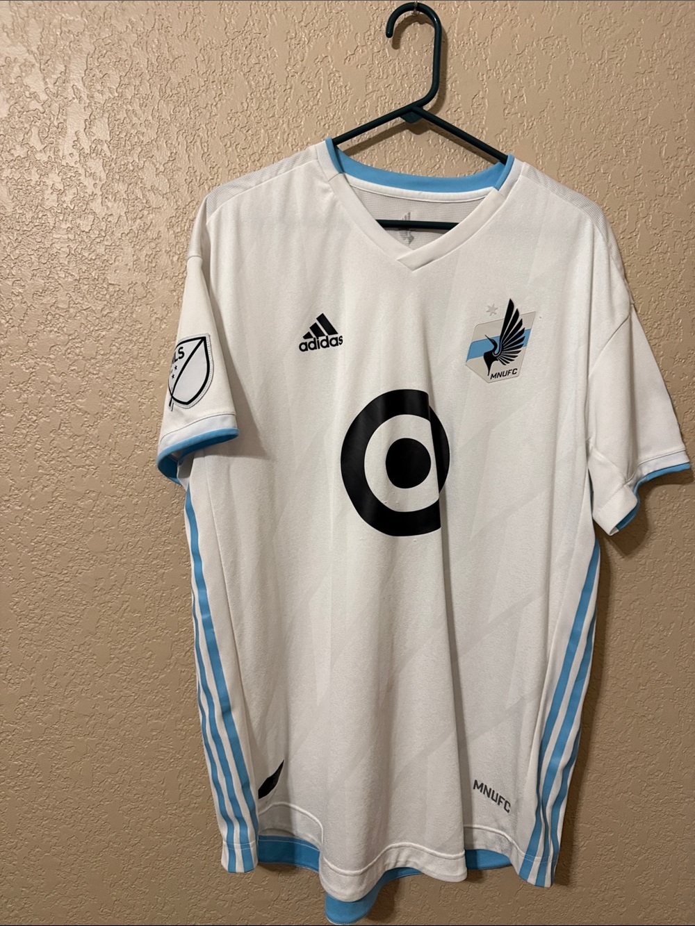 adidas White and Light Blue Minnesota United FC Home Jersey